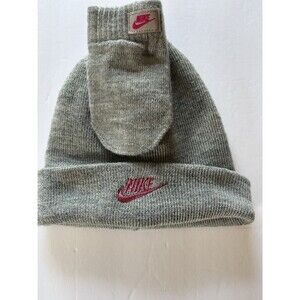 Nike Infant Girls Size 12/24M Hat and Mittens 2 Piece Set - Dark Grey - NEW